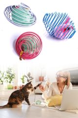 Eğlenceli Metal Spiral Top, Fare Figürlü Zıplayan Kedi Oyuncağı