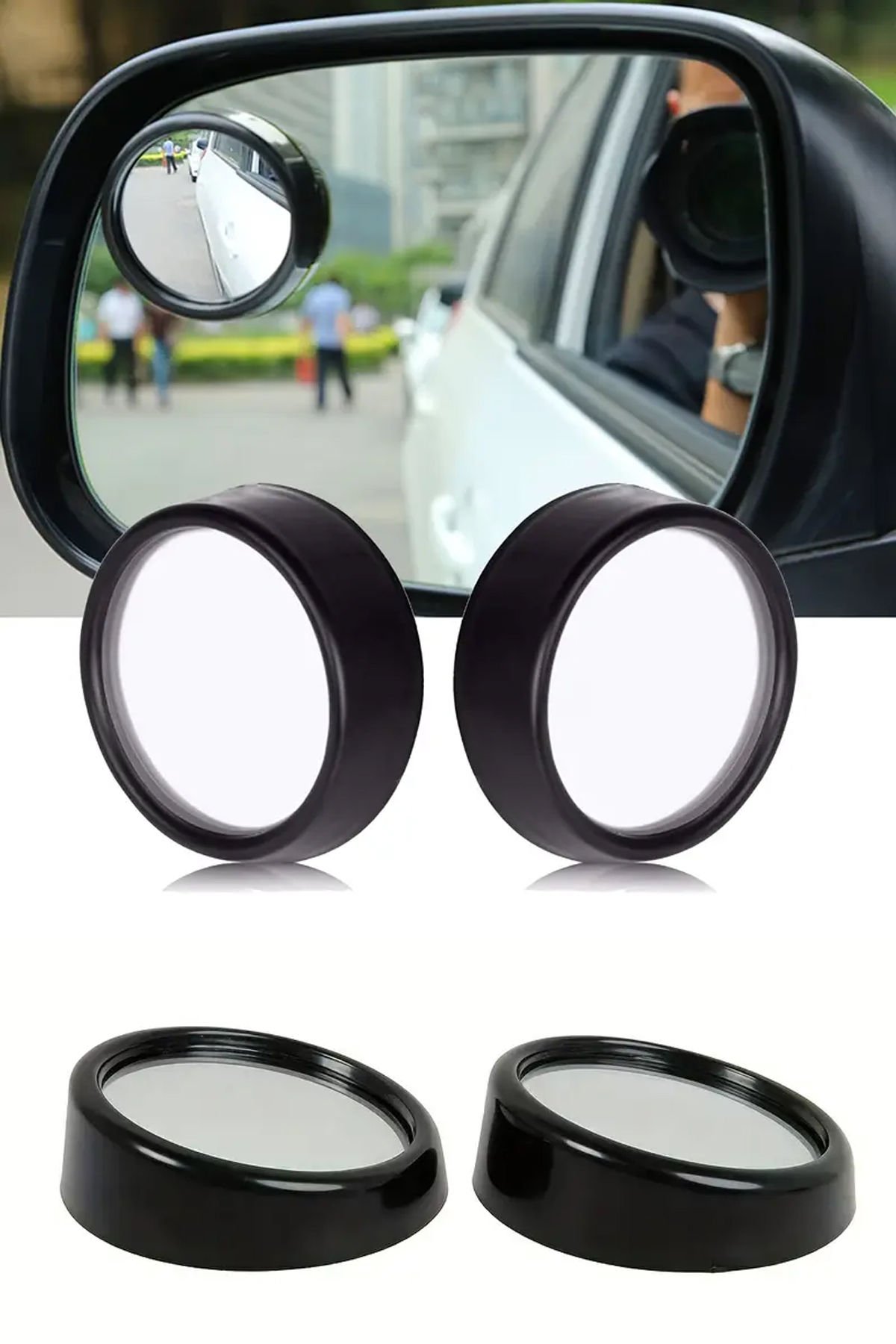 Universal Fit Yuvarlak Cam Yan Ayna, 360° Geniş Açılı Blind Spot Araba Arka Görüş Aynası, Arabalar, Motosikletler, SUV'lar için