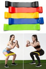 5 Adet TPE Fitness Direnç Bant Seti - Kalça, Bacak, Pilates ve Güç Antrenmanı - Ev Antrenmanı için Esnek Germe Bantları, Dayanıklı ve Ayarlanabilir Egzersiz Bantları Çeşitli Dirençlerle