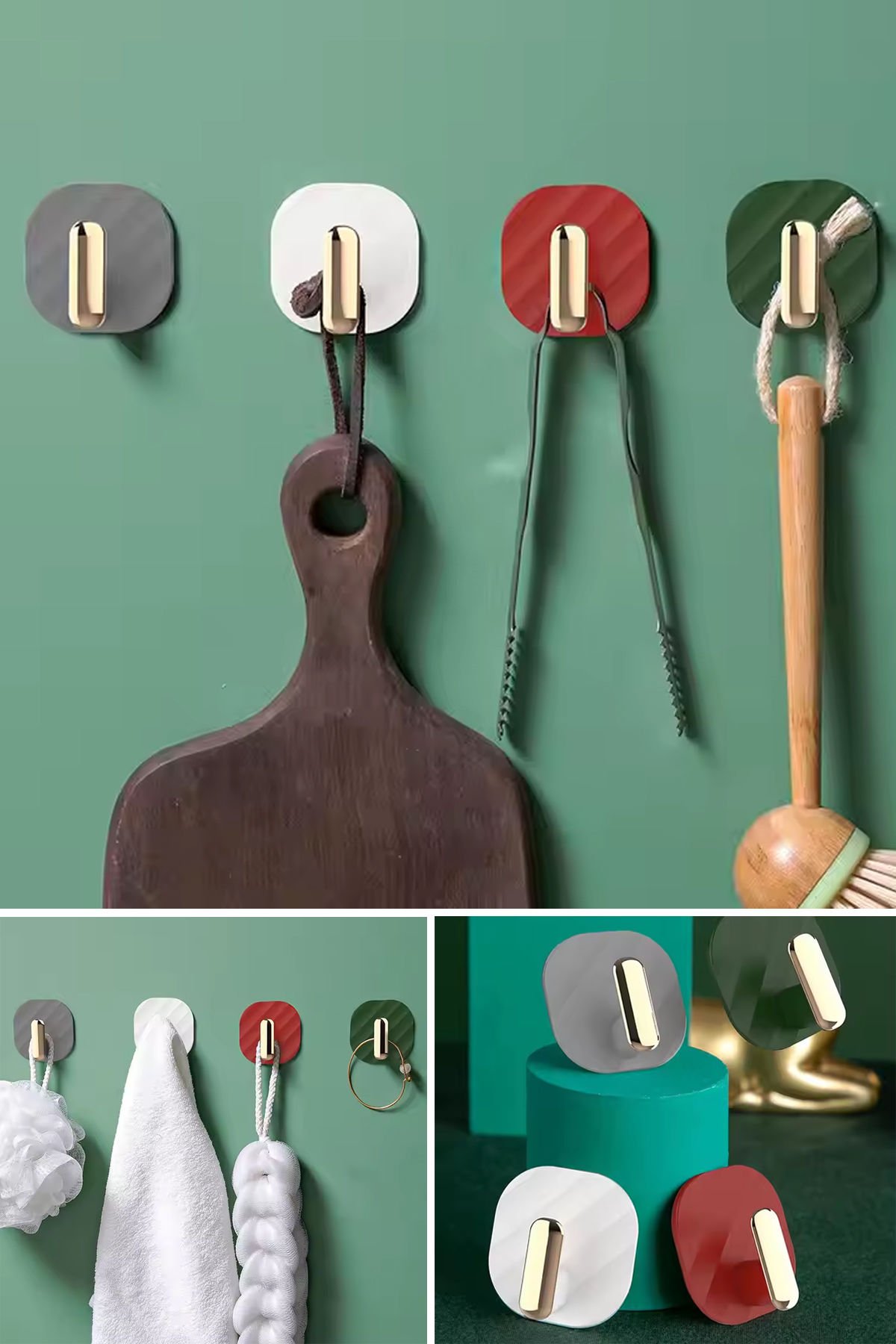 2 adet Kendinden Yapışkanlı Dolap Kapak Kulpu  Retro Model Kırmızı