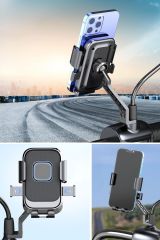 360 Derece Dönebilen Motor,Motosiklet,Bisiklet ,Scooter İçin Dikiz Aynası Versiyonu Telefon Tutucu Aparat