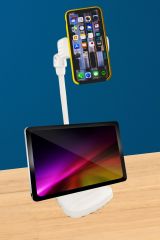 Beyaz Plastik Masaüstü Tablet ve Telefon Tutucu Stand