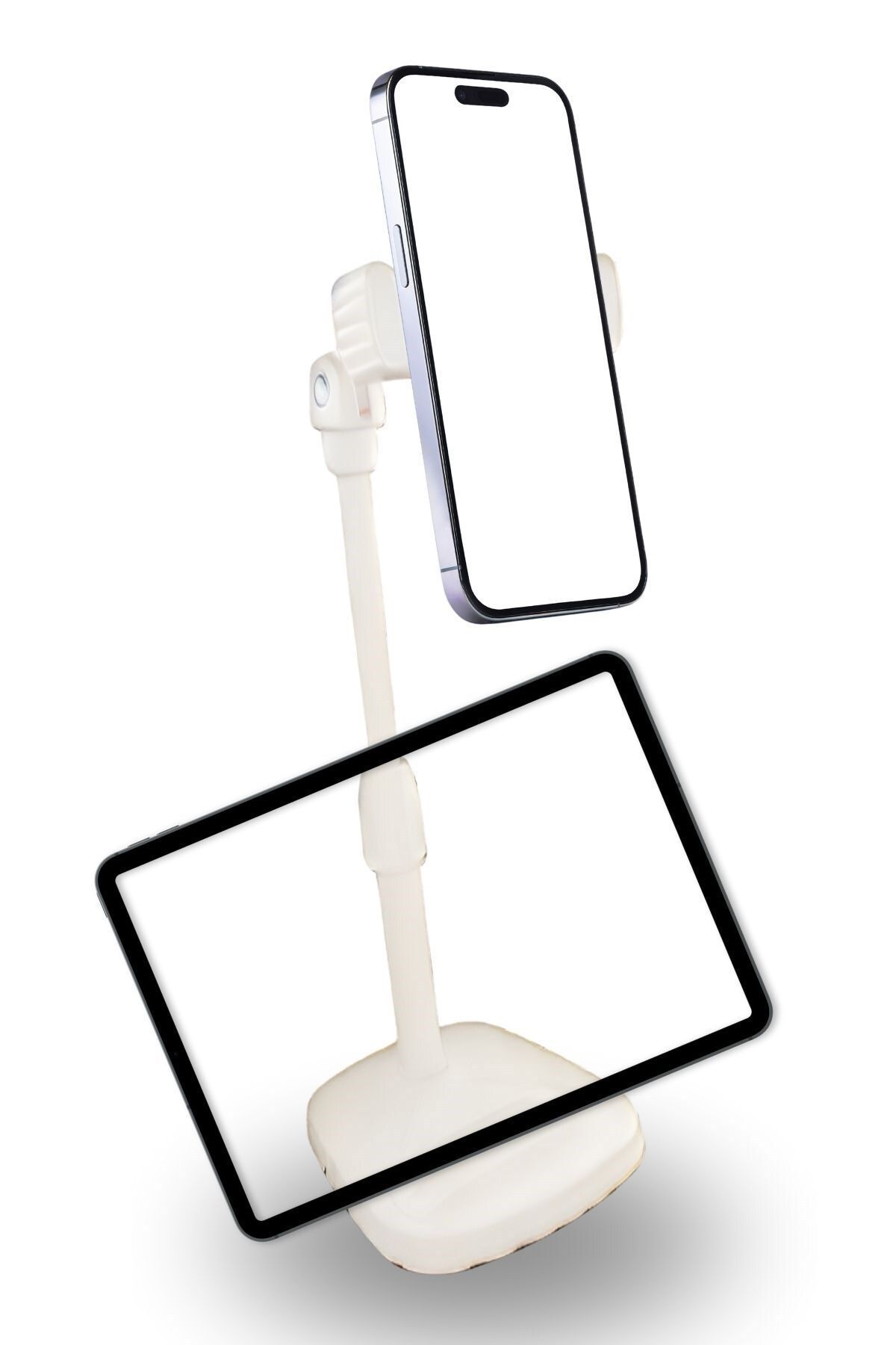 Beyaz Plastik Masaüstü Tablet ve Telefon Tutucu Stand