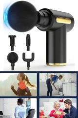 4-in-1 Taşınabilir Masaj Tabancası, 4 Değiştirilebilir Başlık, USB Şarj, Süper Sessiz Fırçasız Motor, Fitness ve Rahatlama İçin İdeal