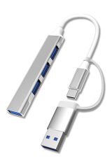 Mac Uyumlu Ultra İnce 4 Port'lu Bağlantı İstasyonu USB Bölücü TYPE-C tipi Çoklu Arayüz Adaptörü Multi Usb Çoklayıcı