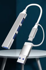Mac Uyumlu Ultra İnce 4 Port'lu Bağlantı İstasyonu USB Bölücü TYPE-C tipi Çoklu Arayüz Adaptörü Multi Usb Çoklayıcı