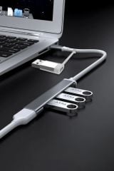 Mac Uyumlu Ultra İnce 4 Port'lu Bağlantı İstasyonu USB Bölücü TYPE-C tipi Çoklu Arayüz Adaptörü Multi Usb Çoklayıcı