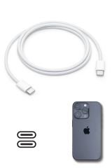 Apple Hasır Örgü Hızlı Şarj Kablosu (1m) iPhone 15/15 Pro Type-C to Type-C
