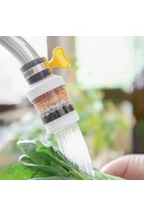 6 Katmanlı Musluk Su Filtresi Çıkarılabilir Kartuşlu - Sıçramaya Karşı Koruyucu, Su Tasarruflu Mutfak & Banyo Musluk Uzatması