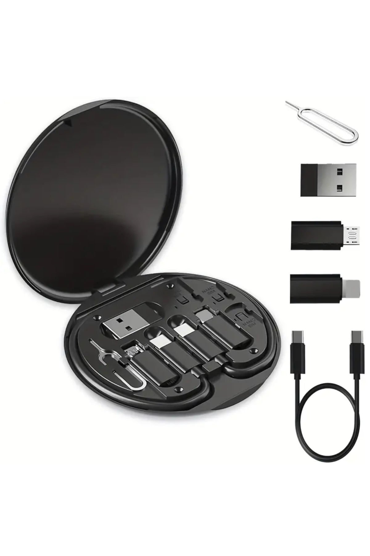 5'i 1 Arada Seyahat Kablo Seti, 60W Destekli USB Type-C Şarj Kutusu