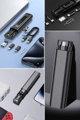 60W Hızlı Şarj ve Veri Aktarımı için Kompakt Bas-Aç Kablo Seti: Type-C, iPhone ve Micro USB Uyumlu