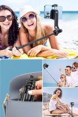 Kamera ve Telefon İçin 2'si 1 Arada, 2.2m Uzayan, Uzaktan Kumandalı Selfie Çubuğu ve Tripod