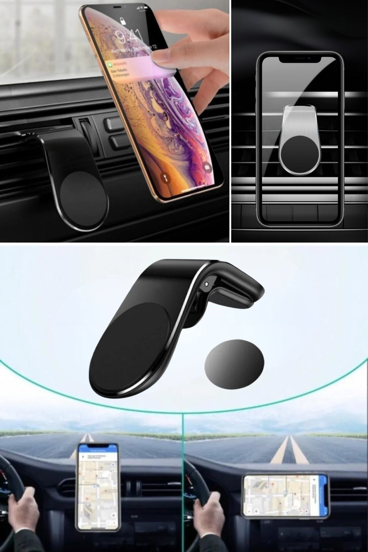 Mandallı Mıknatıslı Havalanndırma Izgarasına Takılabilen Oto Araç Içi Manyetik Telefon Tutucu