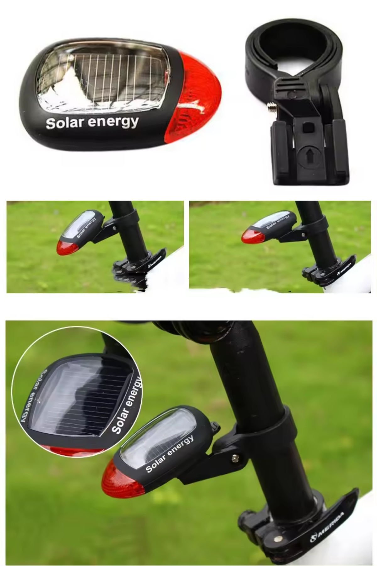 Solar Enerjili Usb Ile Şarj Edilebilir Ledli Bisiklet Arka Feneri
