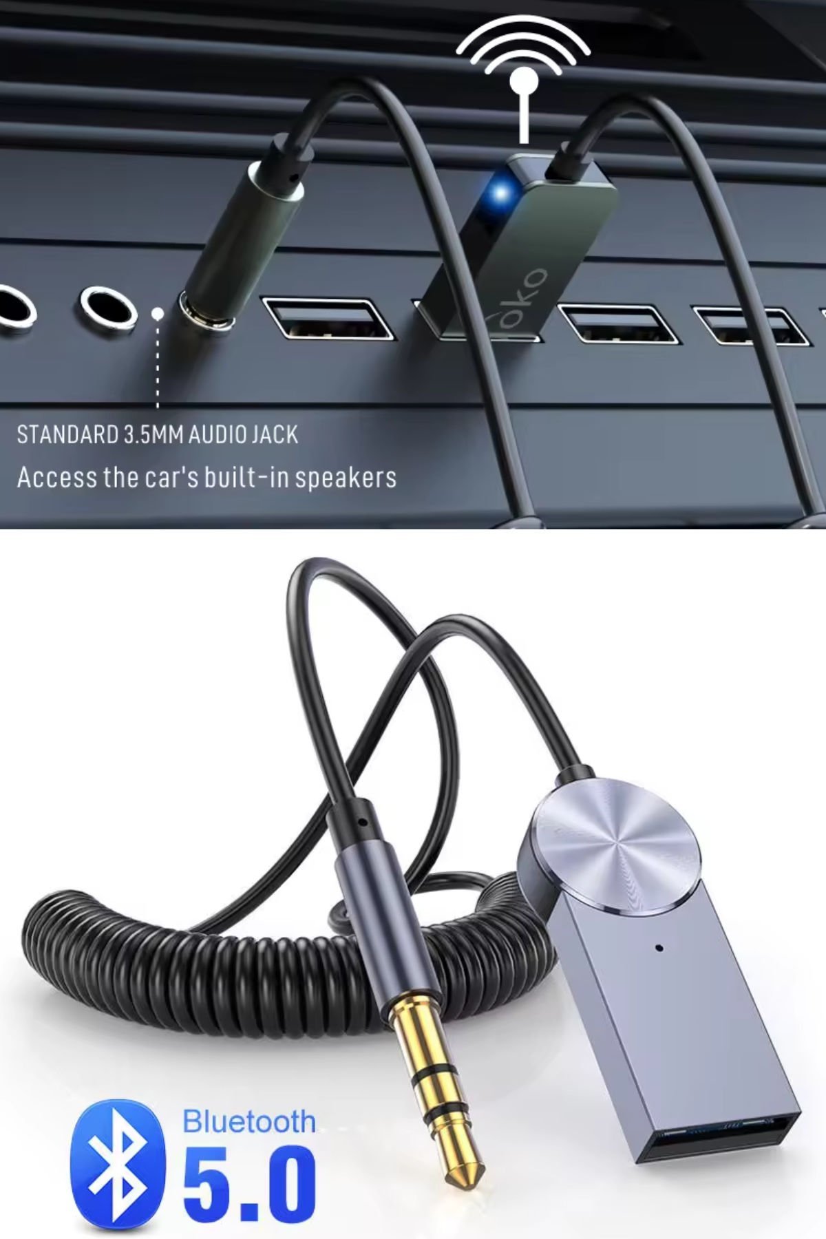 Bluetooth 5.0 Receiver Usb Aux Wireless Araç Kiti, Aracınıza Bluetooth Özelliği Kazandırın