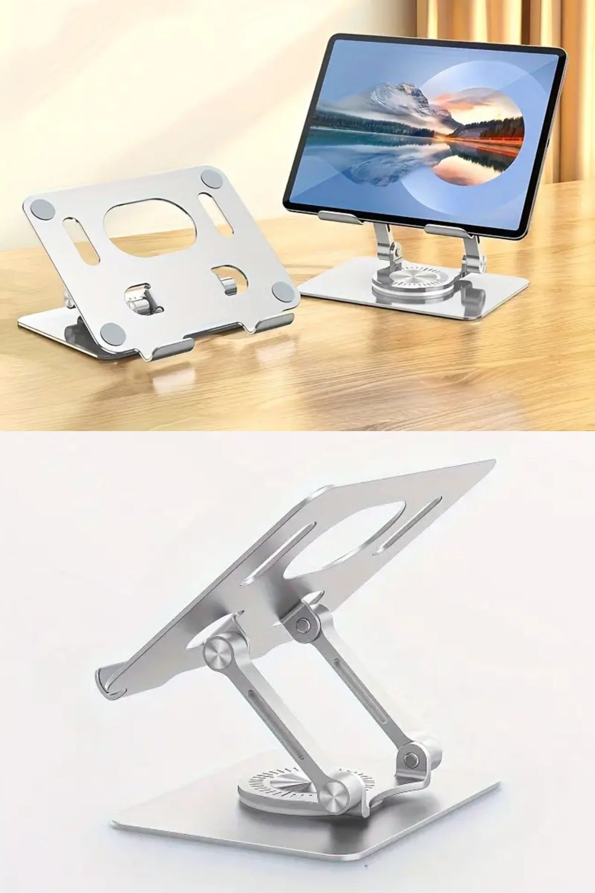 Metal Masaüstü Tablet Standı 360 Derece Dönebilen Katlanabilir Ayarlanabilir Kaldırma Standı