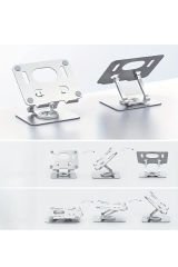 Metal Masaüstü Tablet Standı 360 Derece Dönebilen Katlanabilir Ayarlanabilir Kaldırma Standı