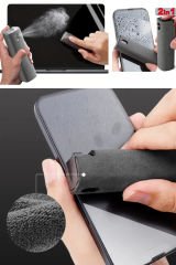 Taşınabilir 2'si 1 Arada Mikrofiber Ekran Temizleyici Seti - İz Bırakmayan, Kalıntı Bırakmayan Püskürtme Şişeli Temizlik Kiti (Telefon, Bilgisayar, Gözlük Uyumlu)