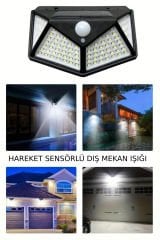 Hareket Sensörlü 100 LED'li Güneş Enerjili Kablosuz Dış Mekan Duvar Lambası