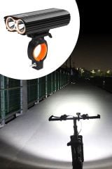 Şarj Göstergeli Uzun Menzil Su Geçirmez LED Bisiklet Feneri 1600 Lumen