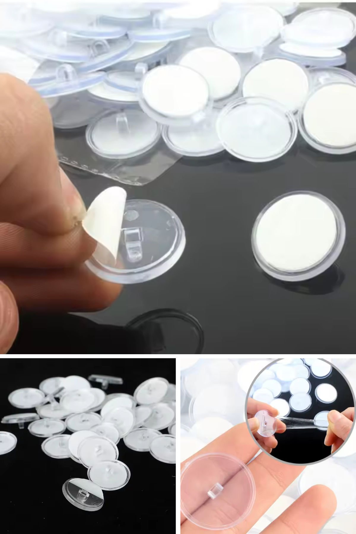 20 Adet Güçlü Yapışkanlı 3 cm Çapında Şeffaf Yuvarlak Diskler