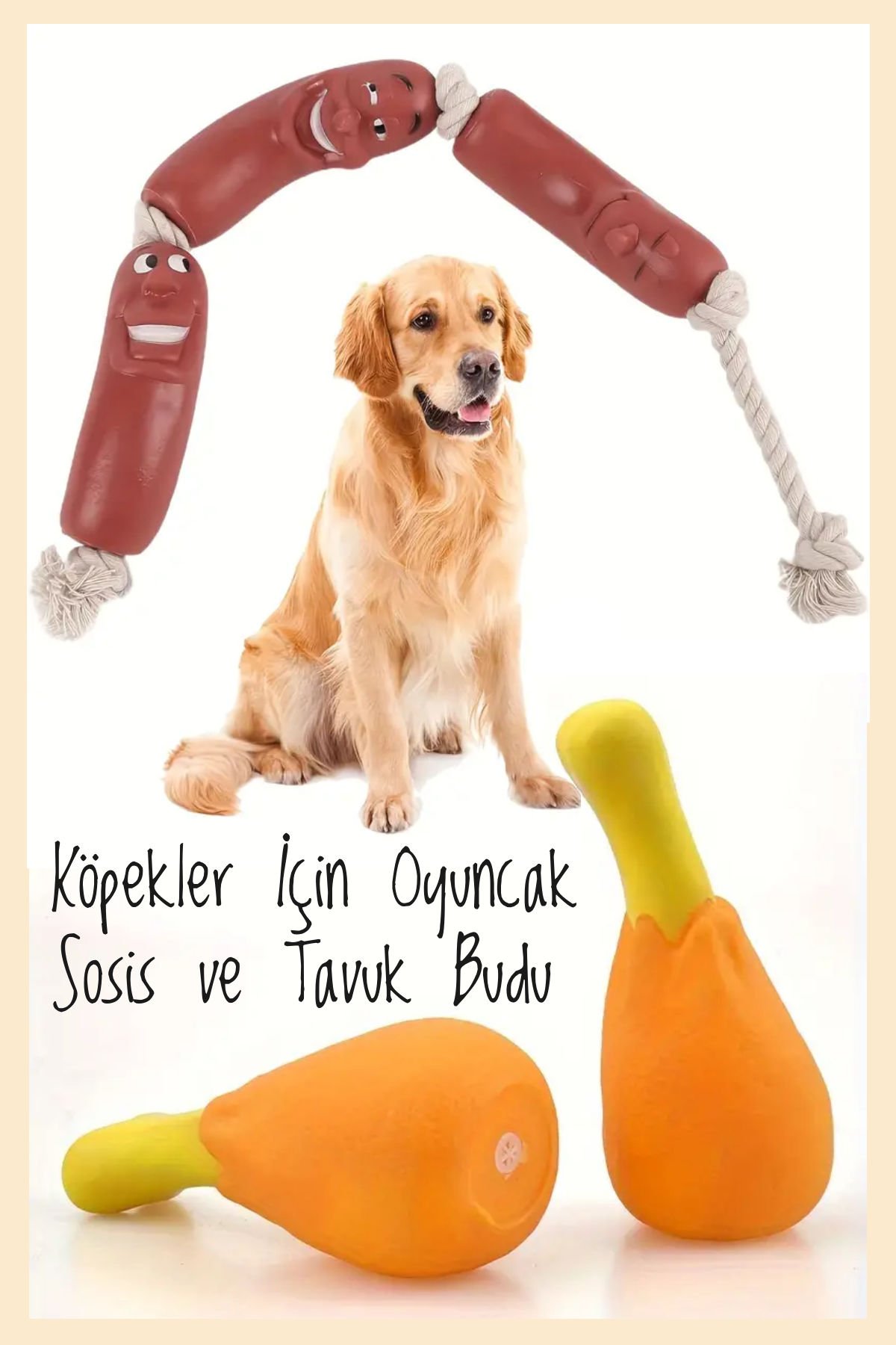 Köpekler İçin Oyuncak Sosis ve Tavuk Budu