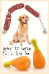 Köpekler İçin Oyuncak Sosis ve Tavuk Budu