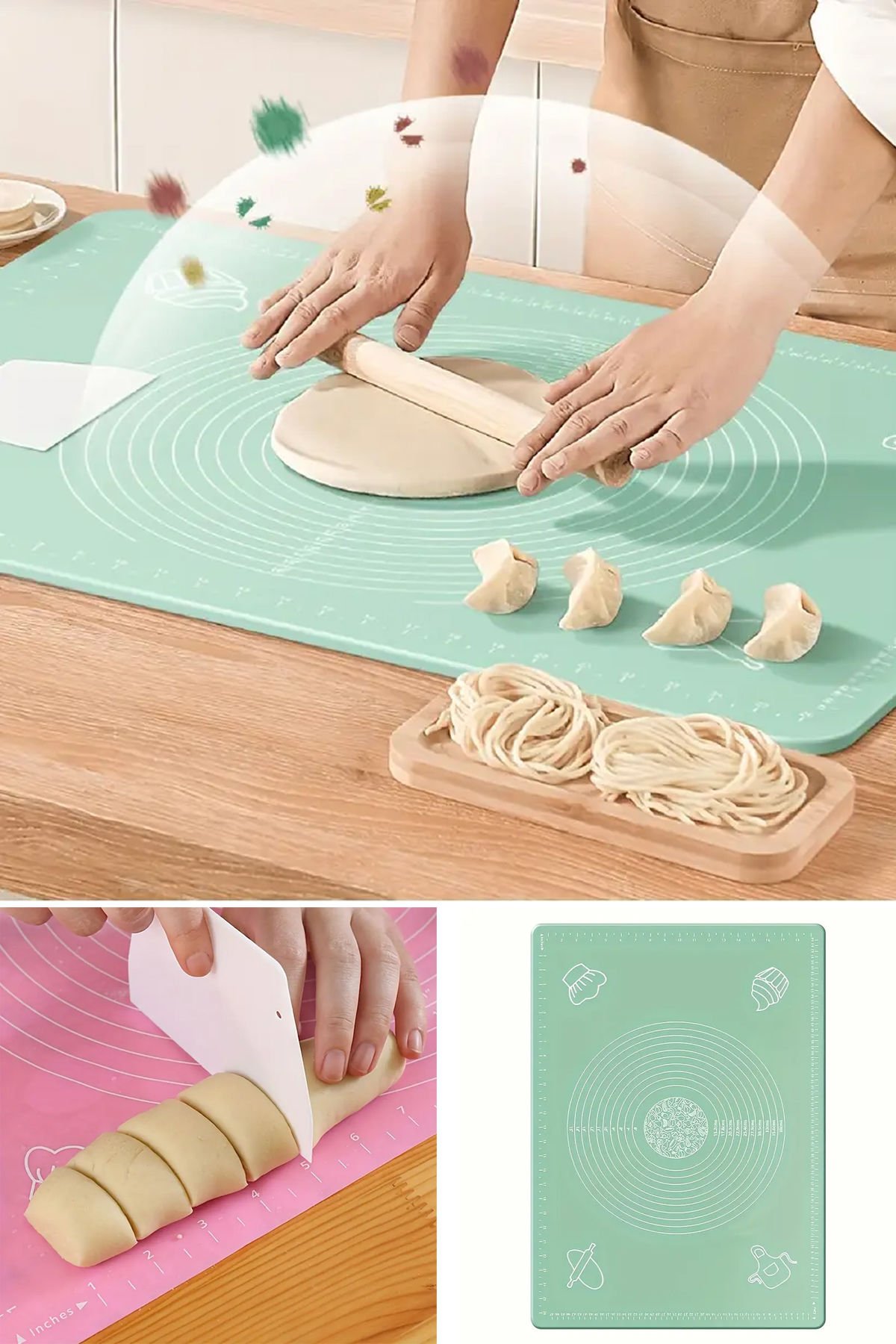 1 adet Premium Silikon Hamur Yoğurma Matı - Kalın, Yapışmaz, 40*50 CM Kaymaz ve Yapışmaz Yüzey