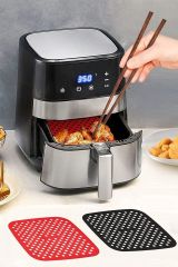 Renkli Isıya Dayanıklı Yıkanılabilir Silikon Fırın Ve Airfryer Kare Pişirme Matı 21,5 Cm