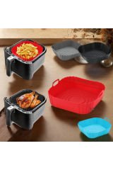 Renkli Isıya Dayanıklı Yıkanabilir Silikon Fırın ve Airfryer Pişirme Matı – Kare Model, 20 cm
