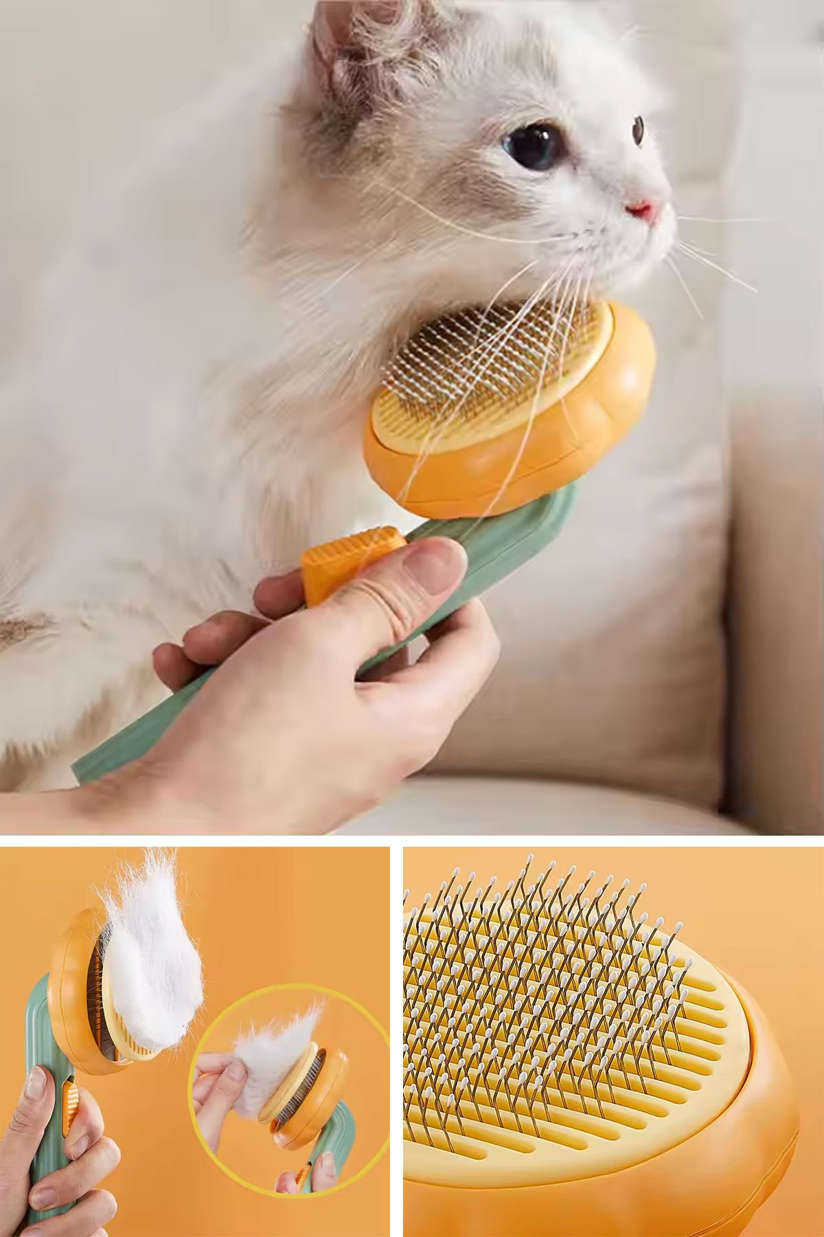 Kedi Köpek Otomatik Temizlenen Tuşlu Tüy Toplayıcı Tarak Basmalı Kedi Köpek Fırçası Evcil Pet Hayvan Tüy Kıl Toplama Fırçası
