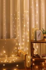 Uzaktan Kumandalı LED Perdeye Takılabilen Kancalı Işık Usb 3x3 Metre Peri Perde LED