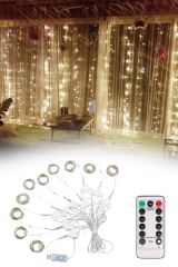 Uzaktan Kumandalı LED Perdeye Takılabilen Kancalı Işık Usb 3x3 Metre Peri Perde LED
