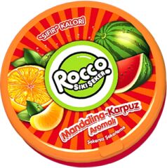 Rocco Sıkı Şeker Mandalina ve Karpuz Aromalı Şekersiz Şeker 15 gr