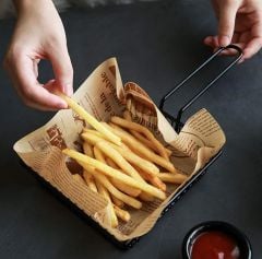 Retro Baskılı Kraft Servis ve Sunum Kağıdı | 25x35 cm | 50’li Paket | Şık Gıda Sunumu