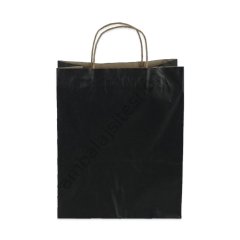 Çanta Kraft 18x24x9 cm Burgu Sap Siyah 50 Adetli