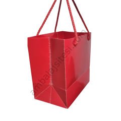 Kırmızı Karton İpli Çanta 16x16x10 cm 25 Adet