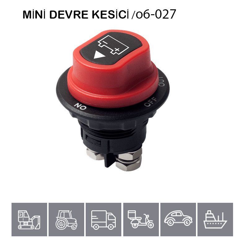 Aksa 12V-24V Devre Kesici Pls Mini Marin Tipi Çevirmeli On-Off-Out - 06-027