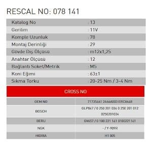Isıtma Bujisi - Alfa Romeo - Bmc - Jeep Cherokee - Chrysler - ET078141
