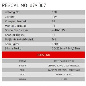 Isıtma Bujisi - Hyundai - Kia - Mitsubishi - ET079007