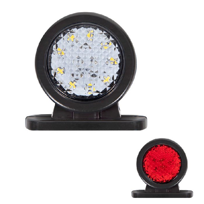 Mini Düz Lamba Petekli Cam 18 Led'Li 70Mm 12V-24V Beyaz - Kırmızı - FR0142-WR