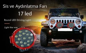 Universal Off Road 4X4 Sis Lambası 17 Ledli 51 Watt Kırmızı Gövde - TY10-19