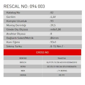 Isıtma Bujisi - Chevrolet - Hummer - Cadillac - Opel - ET094003