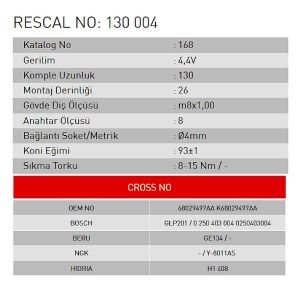 Isıtma Bujisi - Bmc - Jeep Cherokee - Chrysler - Chevrolet - Hummer - Cadillac - Opel - ET130004