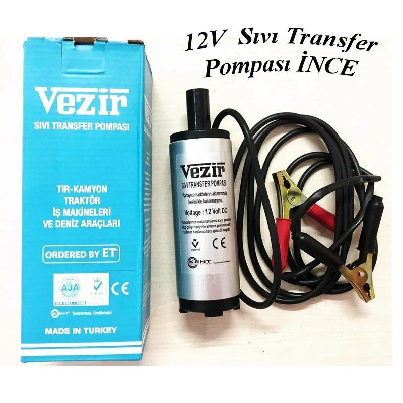 Vezir 12 Volt Sıvı Transfer Pompası Mazot Pompası İnce - VEZİR- 01