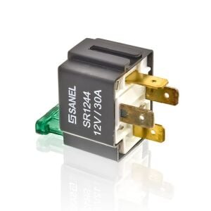 Sanel Mini Röle 12 Volt 20/25 Amper 4 Uçlu Sigortalı Braketli SR2444B