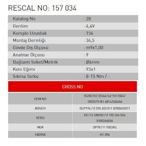 Isıtma Bujisi - Alfa Romeo - Bmc - Jeep Cherokee - Chrysler - Fiat - Opel - ET157034