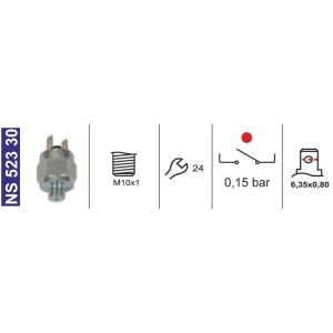Fren Basınç Müşiri-Hava Basınç-0,15 Bar M10X1 Temsa Ty153163 - NS52330