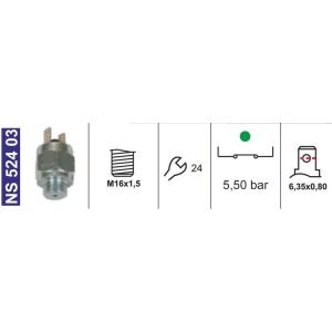 Lamba İkaz Müşiri-Hava Basınç-5,50 Bar M16X1,5 Normalde Kapalı Bmc.Fatıh/Prp/Otobüs 52Rs010524 - NS52403