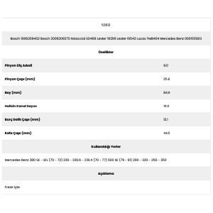 Kanal 9 Diş 10062094 Marş Dişlisi
